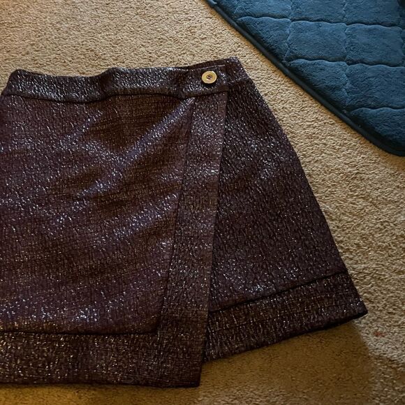 Eva franco purple metallic wrap style skirt 8 - Picture 8 of 9